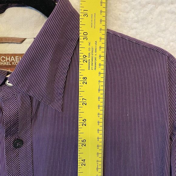 MICHAEL KORS Men's Long Sleeve Button Down‎ Purple Stripes Shirt Size L - Picture 10 of 10
